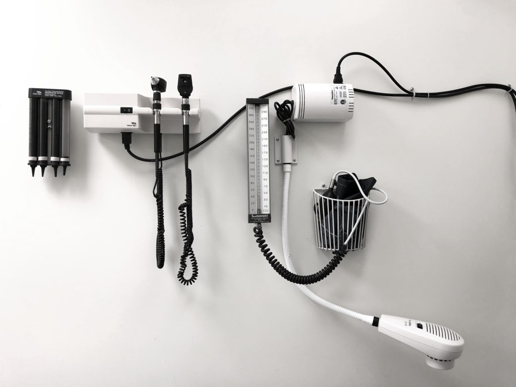 medical devices on white background